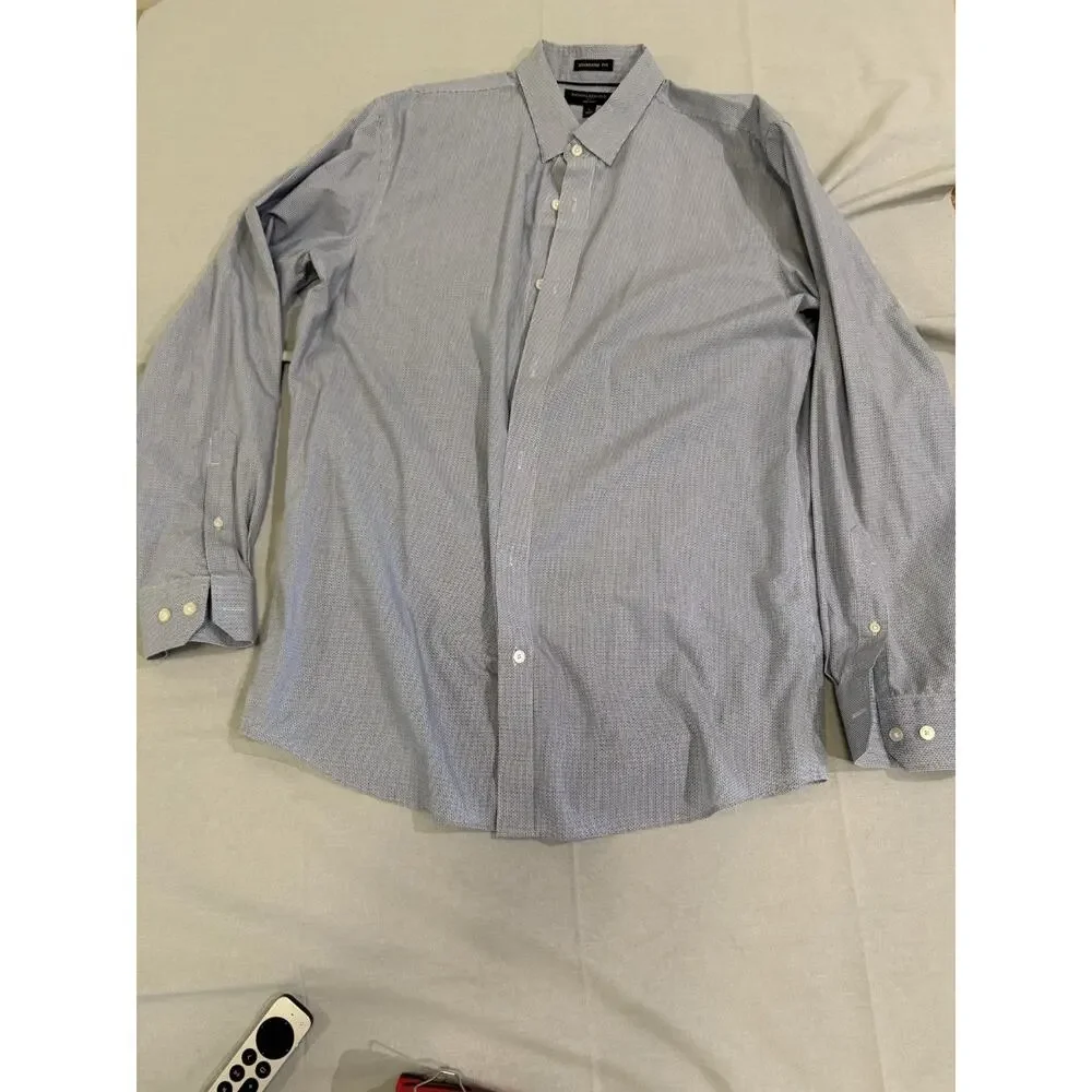 Banana Republic Dress Shirt Mens L 16-16.5 34/35 Blue White Geometric
